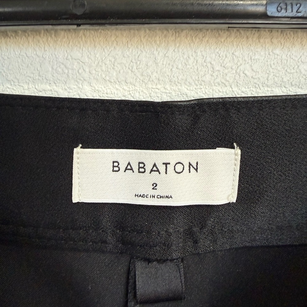 Aritzia Babaton Black Vegan Leather High Rise Ankle Pants Size 2 Romantic Goth - Picture 4 of 5